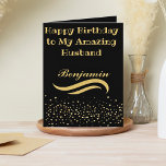 Moderne Black and Gold Husband Geburtstagskarte Karte<br><div class="desc">Entdecken Sie die perfekte Husband Geburtstagskarte in elegantem Schwarz und Gold. Senden Sie herzliche Geburtstagswünsche mit einem modernen Design,  das nur für ihn gemacht wurde. Machen Sie seinen Geburtstag unvergesslich - jetzt einkaufen!</div>
