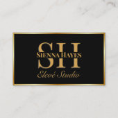 Moderne Black and Gold Monogram Business Card Visitenkarte (Vorderseite)