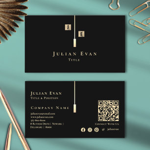 Moderne Black and Gold Monogram Business Card Visitenkarte