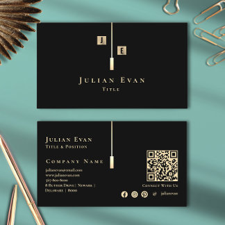 Moderne Black and Gold Monogram Business Card Visitenkarte