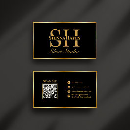 Moderne Black and Gold Monogram Business Card Visitenkarte