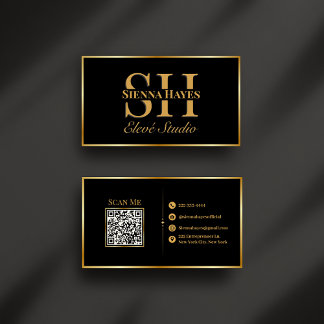 Moderne Black and Gold Monogram Business Card Visitenkarte