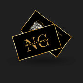 Moderne Black and Gold Monogram Business Card Visitenkarte