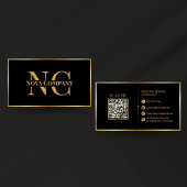 Moderne Black and Gold Monogram Business Card Visitenkarte