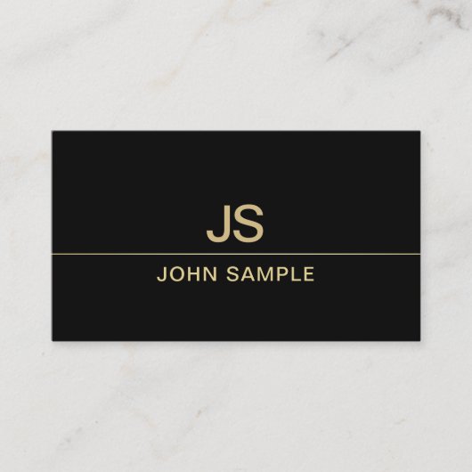 Moderne Black and Gold Monogram Luxe Visitenkarte (Vorderseite)