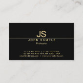 Moderne Black and Gold Monogram Luxe Visitenkarte (Rückseite)
