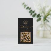 Moderne Black and Gold QR Code Order Vielen Dank Visitenkarte (Stehend Vorderseite)