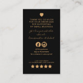 Moderne Black and Gold QR Code Order Vielen Dank Visitenkarte (Rückseite)