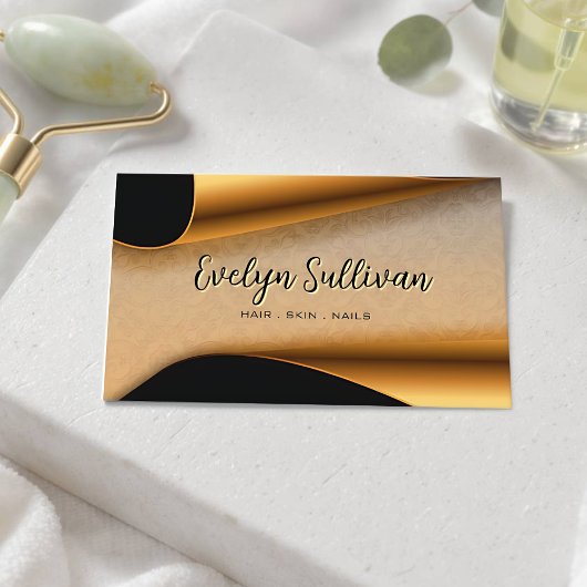 Moderne Black and Gold Salon Edition Business Card Visitenkarte
