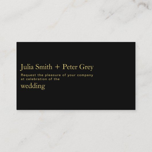 Moderne Black and Gold Wedding Rsvp Card Begleitkarte (Rückseite)