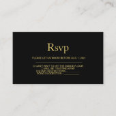 Moderne Black and Gold Wedding Rsvp Card Begleitkarte (Vorderseite)