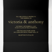Moderne Black and Gold Wedding Suite Dreifach Gefaltete Einladung (Innenseite Mitte)