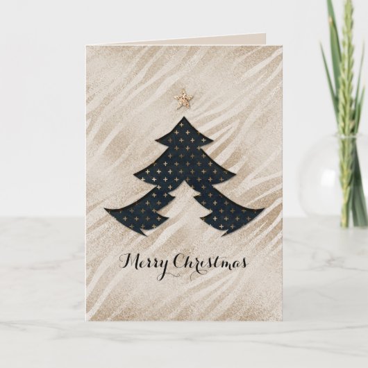 Moderne Black and Gold Weihnachtskarte Feiertagskarte (Vorderseite)