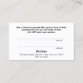 Moderne Black and Rose Gold Kundenüberweisungskart Empfehlungskarte (Rückseite)