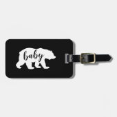 Moderne Black and White Script Baby Bear Silhouett Gepäckanhänger (Vorderseite horizontal)