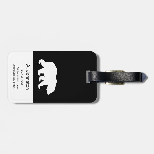 Moderne Black and White Script Baby Bear Silhouett Gepäckanhänger (Rückseite horizontal)