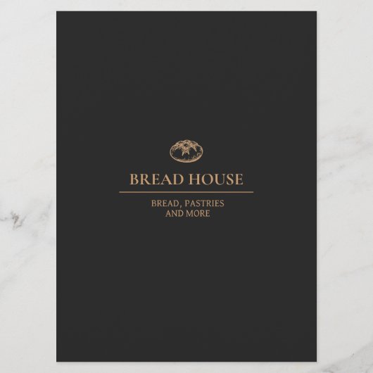 Moderne Black Bakery, Caffee Table Menu Menükarte (Rückseite)