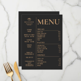 Moderne Black Bakery, Caffee Table Menu Menükarte