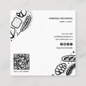 Moderne Black Bakods Border QR Code Bäckerei Quadratische Visitenkarte (Rückseite)