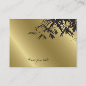 Moderne Black Bamboo-Blätter auf der goldasiatisch Platzkarte (Vorderseite)