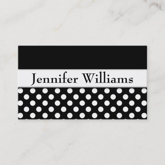 Moderne Black Beruflich Polka Dot Business Card Visitenkarte (Vorderseite)