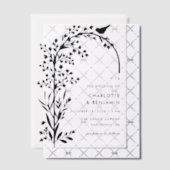 Moderne Black Bird and Branch Wedding Pergament Einladungen (Versetzt (Einladung))