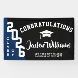 Moderne Black Blue Abschluss Class 2025 Party Banner