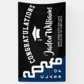 Moderne Black Blue Abschluss Class 2025 Party Banner (Vertikal)