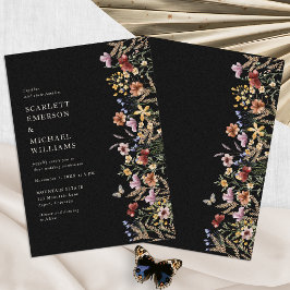 Moderne Black Boho Wedding Einladung