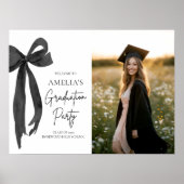 Moderne Black Bow Coquette Graduation Party Willko Poster (Vorne)