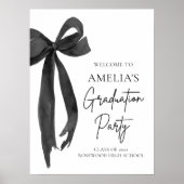 Moderne Black Bow Coquette Graduation Party Willko Poster (Vorne)