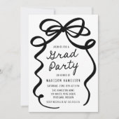 Moderne Black Bow Foto Graduation Party Einladung (Vorderseite)