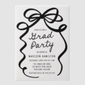 Moderne Black Bow Foto Graduation Party Pergament Einladungen (Vorderseite)