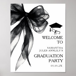 Moderne Black Bow Graduation Party Begrüßungszeich Poster