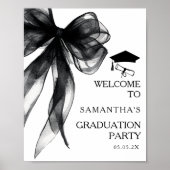 Moderne Black Bow Graduation Party Begrüßungszeich Poster (Vorne)