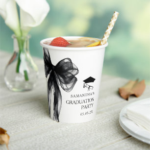 Moderne Black Bow Graduation Party Pappbecher