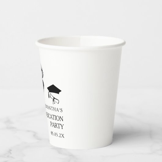 Moderne Black Bow Graduation Party Pappbecher (Links)