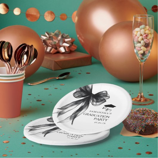 Moderne Black Bow Graduation Party Pappteller (Multi)