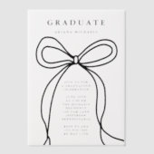 Moderne Black Bow Graduation Party Pergament Einladungen (Vorderseite)