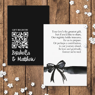 Moderne Black Bow Wedding Registry Gedicht QR Card Begleitkarte