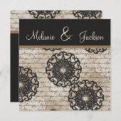 Moderne Black Brown Taupe Design Post Hochzeit Einladung (Vorne/Hinten)