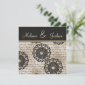 Moderne Black Brown Taupe Design Post Hochzeit Einladung (Stehend Vorderseite)