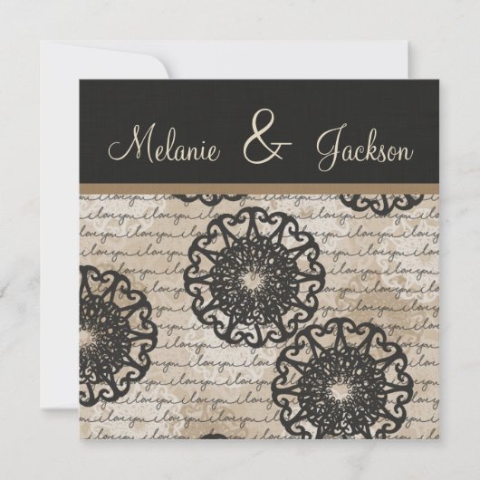 Moderne Black Brown Taupe Design Post Hochzeit Einladung (Vorderseite)