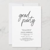 Moderne Black Brush Script Foto Graduation Party Einladung (Vorderseite)
