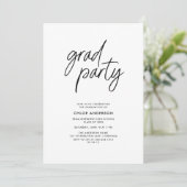 Moderne Black Brush Script Foto Graduation Party Einladung (Stehend Vorderseite)
