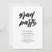 Moderne Black Brush Script Foto Graduation Party Einladung (Vorderseite)