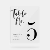 Moderne Black Brush Script Hochzeitsschrift Tischn Acrylschild (Vorderseite)