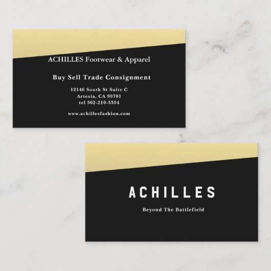 Moderne Black Business Card mit Top Gold Akzent Visitenkarte (Vorne/Hinten)