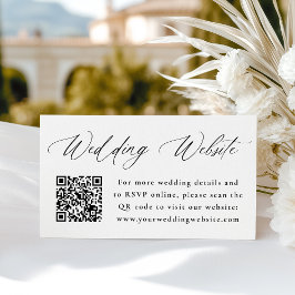 Moderne Black Calligraphy Wedding Website QR Code Begleitkarte