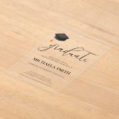 Moderne Black Cap High School Graduation Party Acryleinladungen (Ablage )